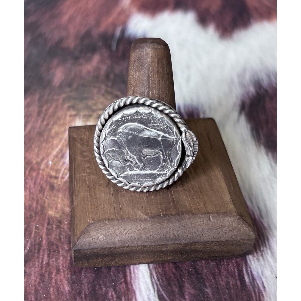 Mixed Metals Buffalo Nickel Adjustable Ring Silver And Copper New Handcrafted US